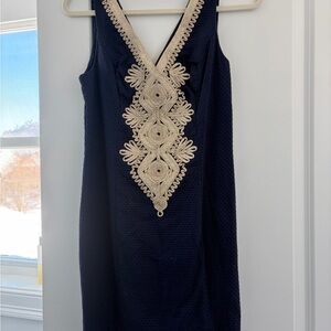 Lilly Pulitzer Navy Dress with Cream Detailing
